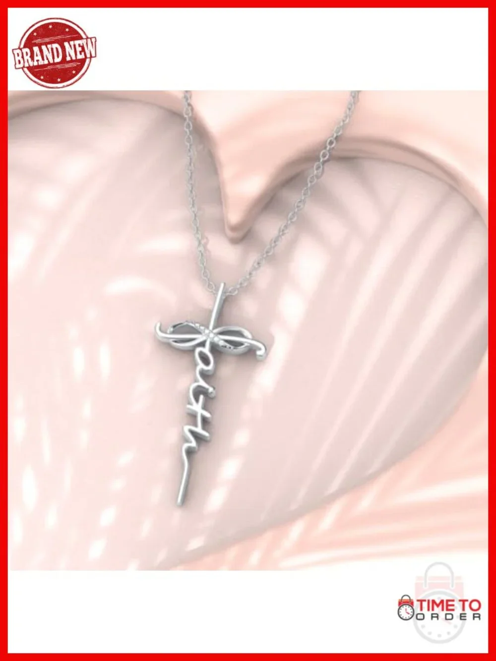 Faith Cross Pendant Necklace 925 Sterling Silver Lab Grown Diamond Infinity